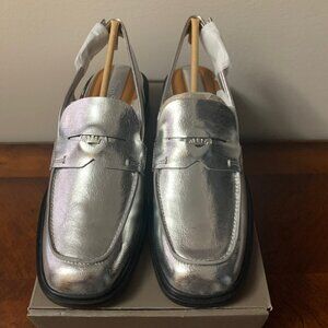 Silver Slingback loafer shoes